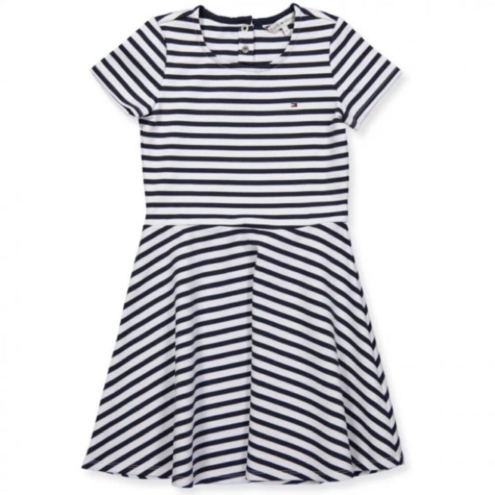 Tommy Hilfiger Essential Blue and White Stripe Skater Dress Girls Size 12 NWT
